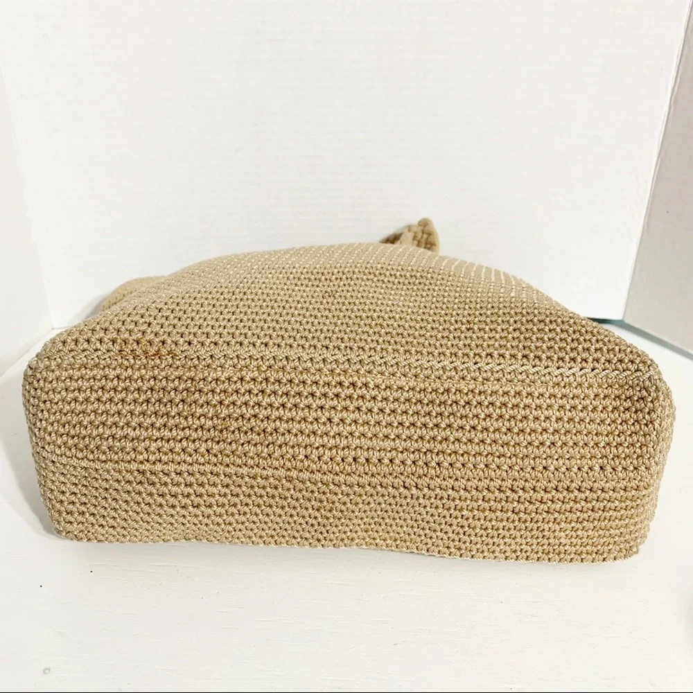 Lina Crocheted Shoulder Bag Braided Double Handles Solid Lining Zipped Closure